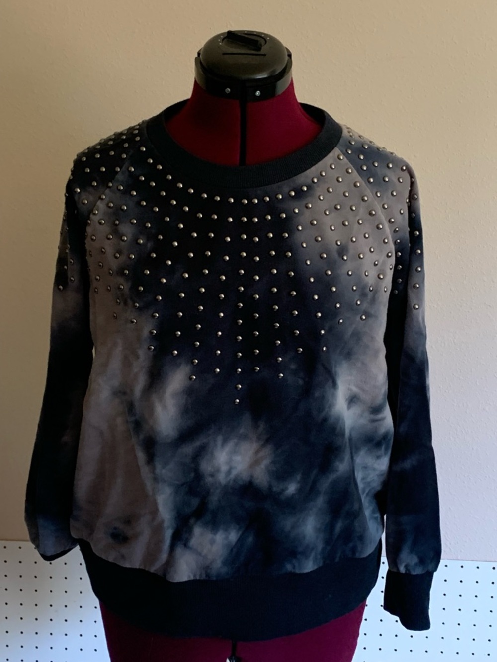 Studded Tie-Dye Sweatshirt - Black/Grey
